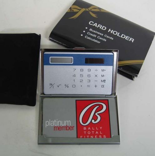 2 in 1 Silver-like  card holder and solar power calculator