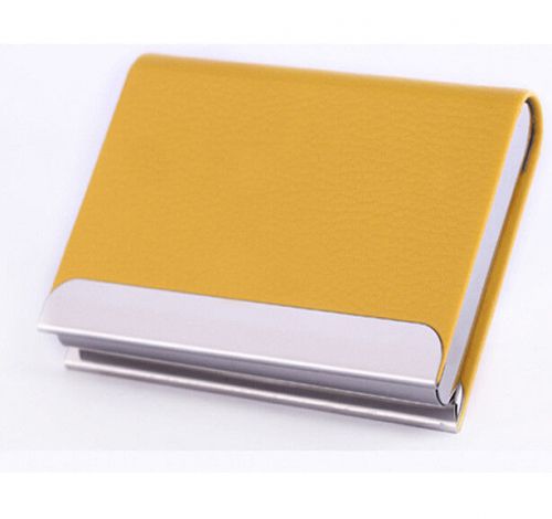 Stainless steel business id credit card name case holder wallet pocket yellow for sale