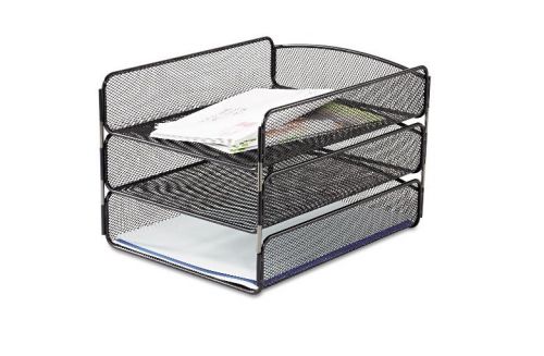 Safco - desk tray, 3 tiers, steel mesh, letter - black for sale