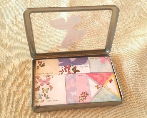 butterfly post it mptes with adorable metal tin 11 pads