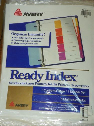 LOT of 5 Sets AVERY Tab Colored Table Contents Ready Index Dividers 11131 RI2135