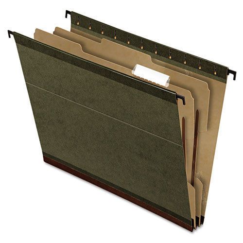 Surehook reinforced hanging folder, 1 divider, letter, standard green, 10/box for sale