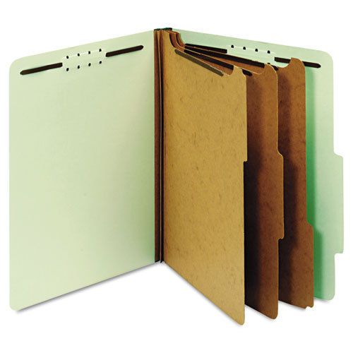 Pressboard Classification Folders, 8 Fasteners, 2/5 Cut, Letter, Green, 10/Box