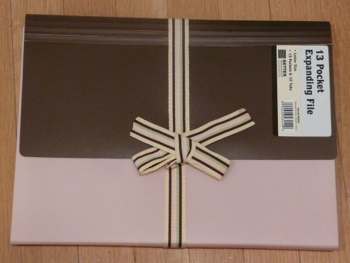 NWT Better Office Products 13 Pocket Expanding Accordion File Folder Ribbon Pink