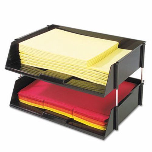 Deflect-o Industrial Stacking Tray Set, Two Tier, Plastic, Black (DEF582704)