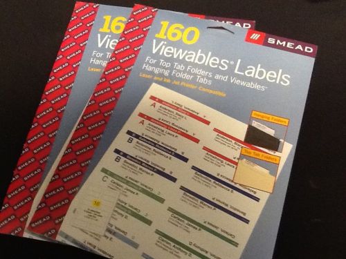 (2) Smead Viewables Color Labeling System, Refill, 3 1/2&#034;&#034;, White 160/ Each Pac