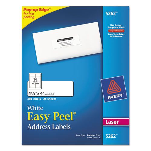 Easy peel laser address labels, 1-1/3 x 4, white, 350/pack for sale