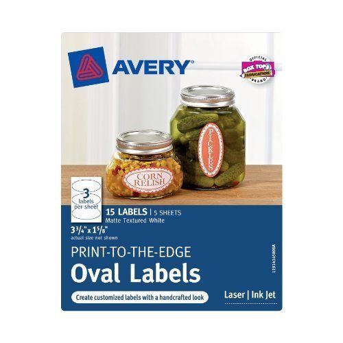 Avery print-to-the-edge oval labels 41458, matte, 3-3/4&#034; x 1-5/8&#034;, (ave41458) for sale