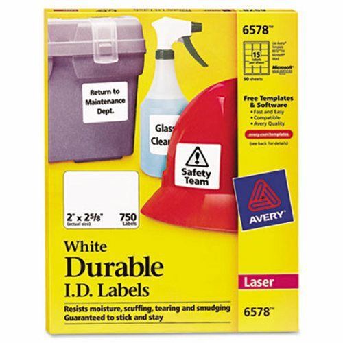 Avery Permanent ID Laser Labels, 2 x 2-5/8, White, 750/Pack (AVE6578)