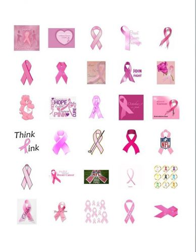 30 Square Stickers Envelope Seals Favor Tags Breast Cancer Buy 3 get 1 free (b1)