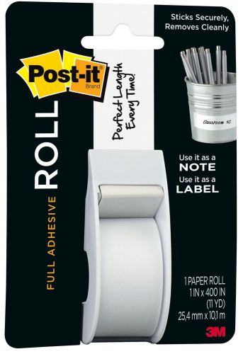 White 1 Inch Post-it Full Adhesive Roll, 1 x 400 Inches, White, 1-Pack, 2650-W