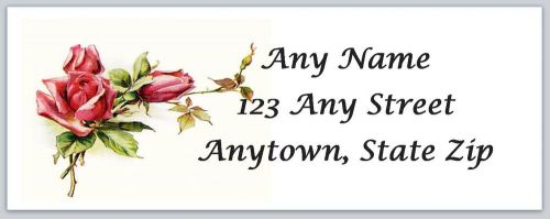 30 Personalized Return Address Rose Labels Buy three Get one free (fxr24a)
