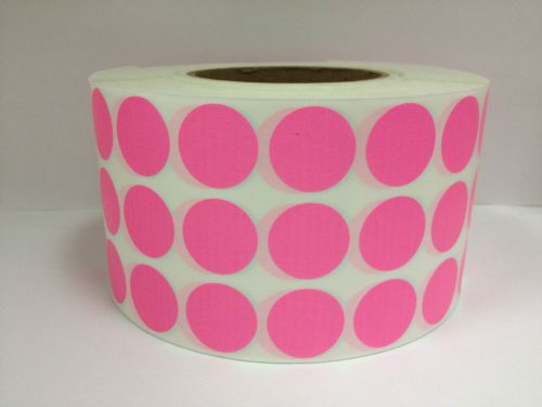 1 Roll of 10,000 1&#034; Round PINK THERMAL TRANSFER supplied 3-Across Labels