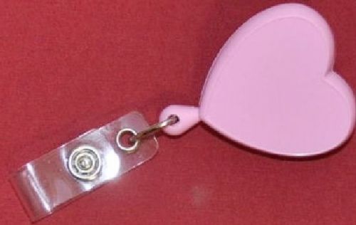 Retractable Reel Pink Heart ID Card Holder