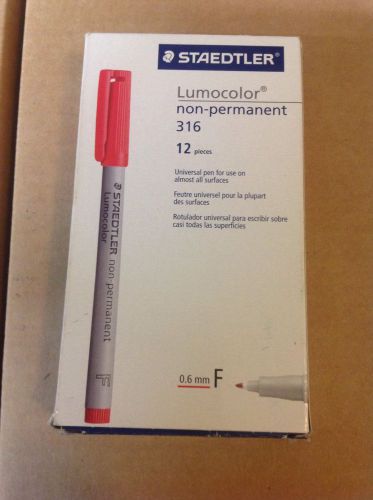 Staedtler 316 Lumocolor Pen Non-permanent Fine 0.6mm Line Red Ink 12ct.