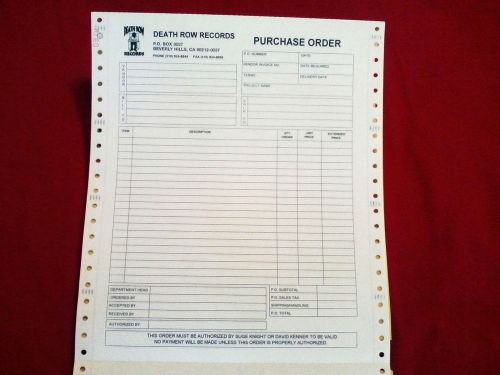 RARE DEATH ROW RECORDS PURCHASE ORDER SUGE KNIGHT DAVID KENNER TUPAC 2PAC NEW
