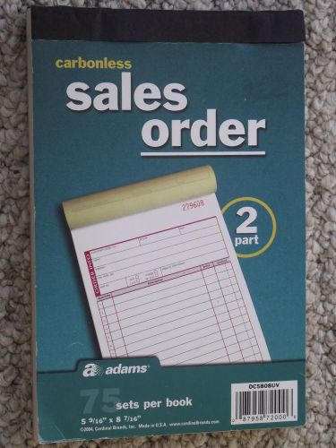 1 NEW! Adams Sales Order Invoice Book Carbonless 2 part 75 sets book DC5808UV