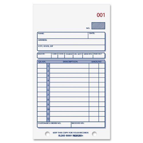 Rediform sales book form - 50 sheet[s] - stapled - 2 part - carbonless - (5l240) for sale