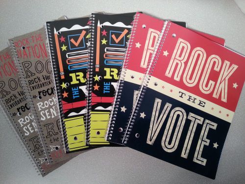 Lot of 6 Rock the Vote College Ruled Notebooks ~ 1 Subject ~ 70 sheets each