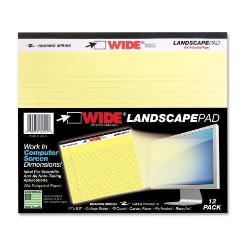 Roaring Spring Wide Landscape Writing Pad - 40 Sheet - 20 Lb - College (74501)