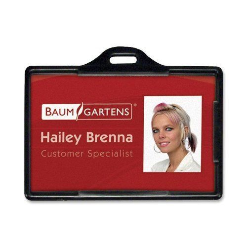 Baumgartens horizontal id card holder - plastic - 25 / pack - black (bau68310) for sale