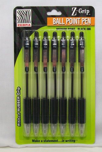 Pack Of 7 Zebra Z-Grip Ball Point Pen Medium Point 1mm Black Ink Rubber Grip New
