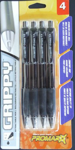 PROMARX GRIPPY RETRACTABLE BALLPOINT PENS BLACK Ink Medium 1.0 mm 4 Pens/Pk