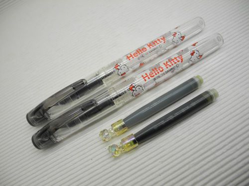 2x Platinum Hello Kitty Preppy Stainless 0.3mm Fountain Pen with cap Black(Japan