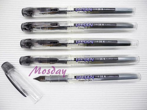 5 Pcs Platinum Preppy Fountain Pen 0.5mm Medium Nib Included 5 cartridges, BK