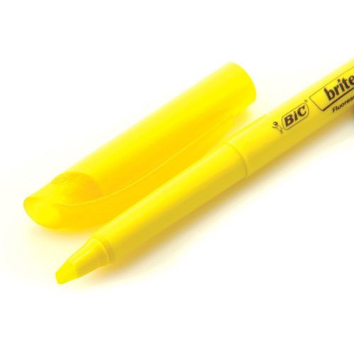 BIC Brite Liner Highlighter - Chisel Point - Fluorescent Yellow Ink - Set of 10