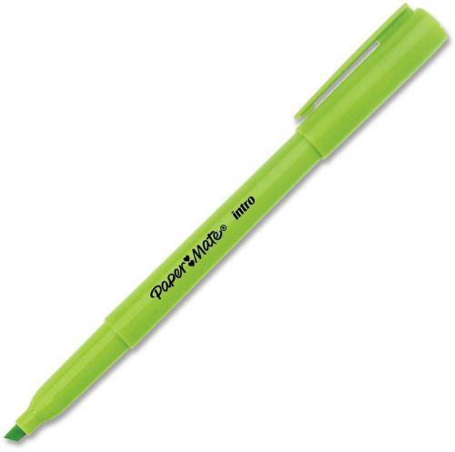 Intro highlighter chisel tip fluorescent green 12 pack see-through ink for sale