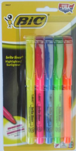 BIC  HIGHLIGHTER Brite LinerChisel Tip Fluorescent 5 Highlighters/Pack