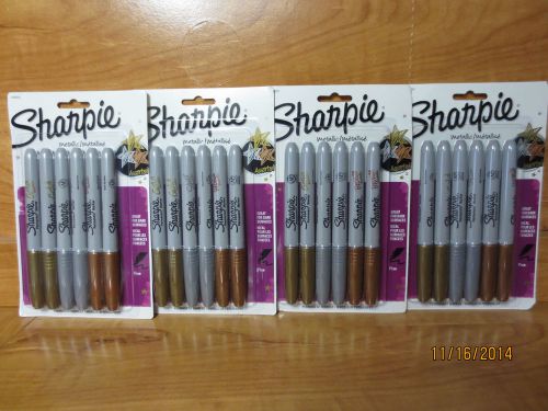 24 ct (4 packs of 6) sharpie metallic permanent marker assorted colors fine ~new for sale