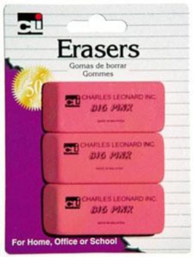 Charles Leonard Pink Erasers 3 Count