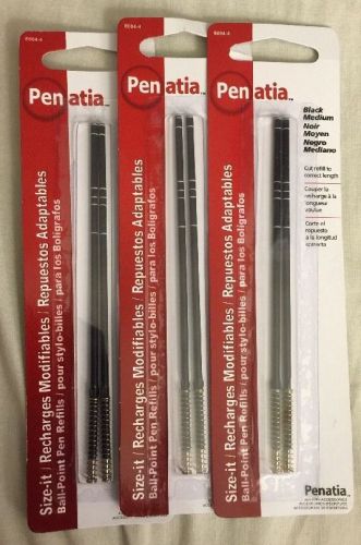 3 Pack Penatia Size-it Medium Point Blue Ink Ballpoint Pen Refills Total Of 6