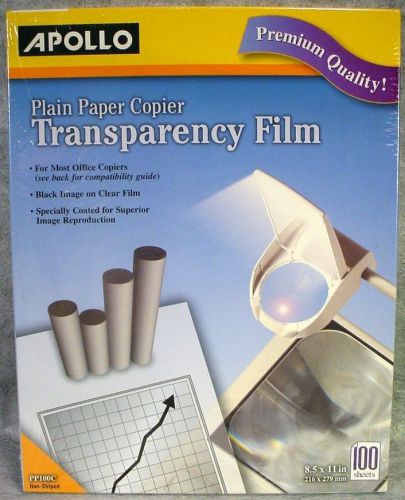 New SEALED Box APOLLO PP100C Plain Paper Copier TRANSPARENCY FILM Clear 8.5 x 11