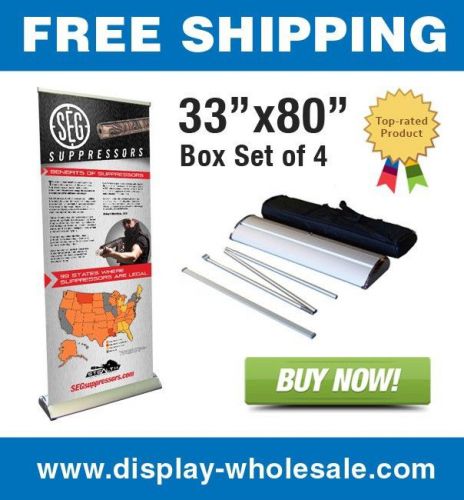 33&#034; premium retractable banner stand (box of 4) for sale