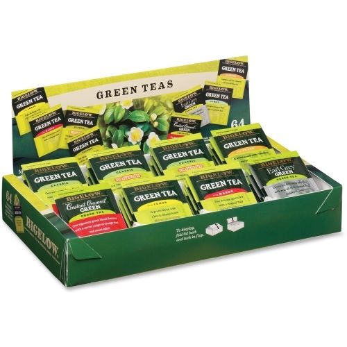 Bigelow Tea Assorted Green Tea Tray Pack - Green Tea - 64 / Box