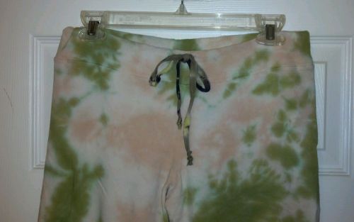 Green Apple Tie Dye Cropped/Capri Yoga PANTS S 4/6/8 ~ lounge sweatpants