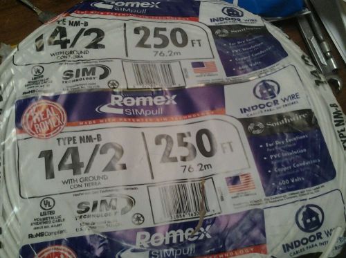 New 14/2 ROMEX Copper Wire 250ft Roll with Ground Wire Factory Sealed Indoor