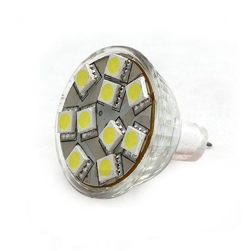 Ledwholesalers brightest mr11 12 volt ac dc 10 5050 smd led bulb wide angle 160 for sale