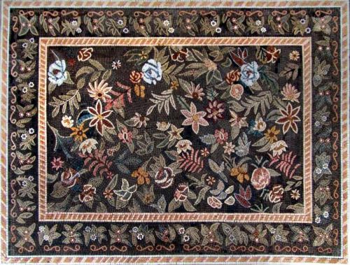 Rug of Flowers Floor Mosaic Stone Art Tile