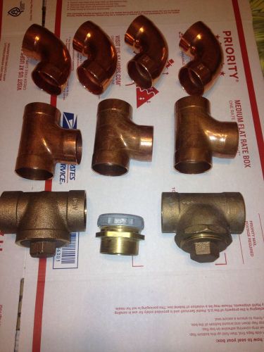 1 1/2 &#034; dwv copper and brass fittings  lot. nibco for sale