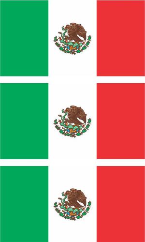 3 - Mexican Flag Hard Hat / Helmet / Iphone Stickers Decal 1&#034; X 2&#034; HS-104
