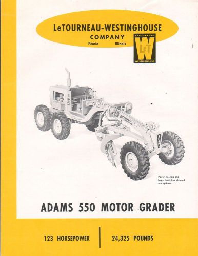 Equipment Brochure - Adams - 550 - Motor Grader - 1958 Quote (E1707)