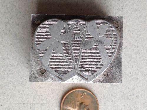 Vintage Letterpress Printing Block - 2 Heart Shaped Valentine Candy Box Cover