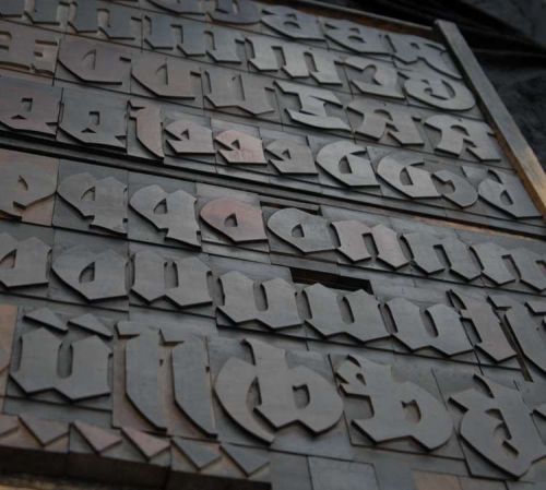 Blackletter letterpress wood printing blocks 93pcs 4.25&#034; alphabet wooden type for sale
