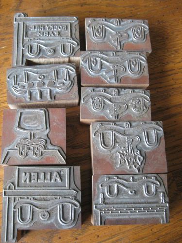 9 Vintage Rocky Hill Farm Wood Ink Stamp Printing Blocks - Horse and Farm Themes