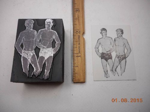 Letterpress Printing Printers Block, 2 Men modeling Underwear Briefs