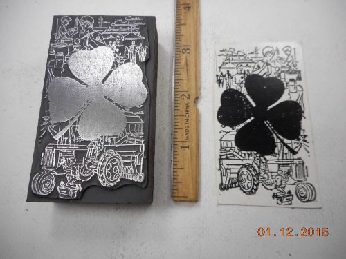 Letterpress Printing Printers Block, 4 H Club Clover with Activities